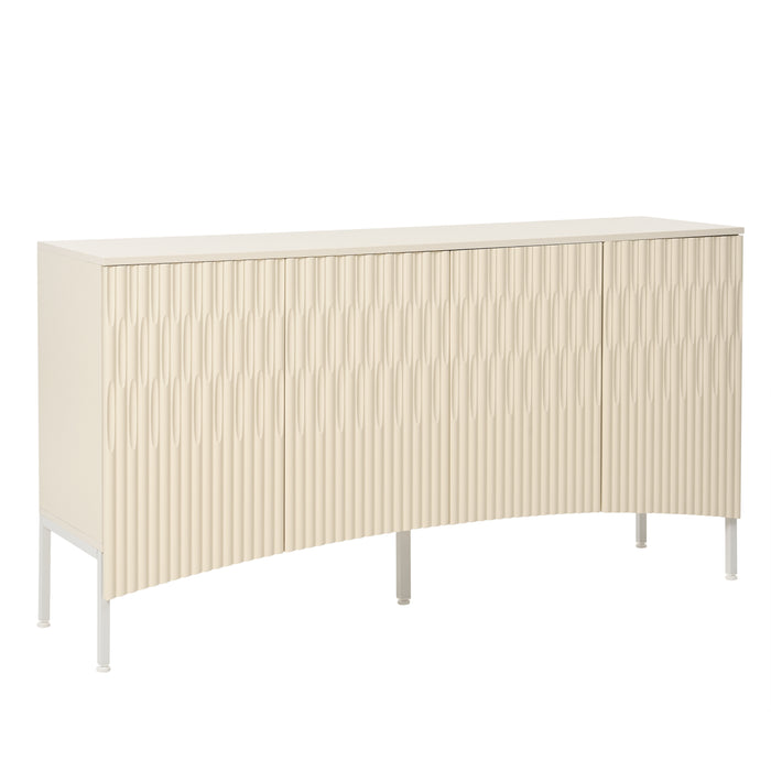 U_Style Elegant Sideboard Featuring Curved Bottom Doors with Arched Groove Design in a Stylish Four-Door Layout,Suitable for Living Rooms,Entrance and Study - DTYStore