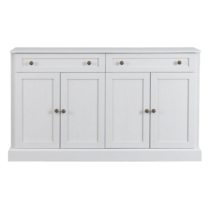 TREXM Kitchen Sideboard Storage Buffet Cabinet with 2 Drawers & 4 Doors Adjustable Shelves for Dining Room, Living Room (Antique White)