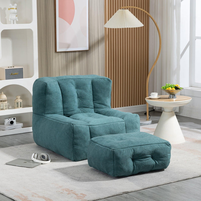 Fluffy bean bag chair, comfortable bean bag for adults and children, super soft lazy sofa chair with memory foam and ottoman, indoor modern focus bean bag chair for living room, bedroom, apartment - DTYStore