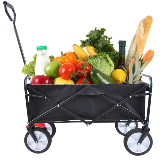 Folding Wagon Garden Shopping Beach Cart (black) - DTYStore
