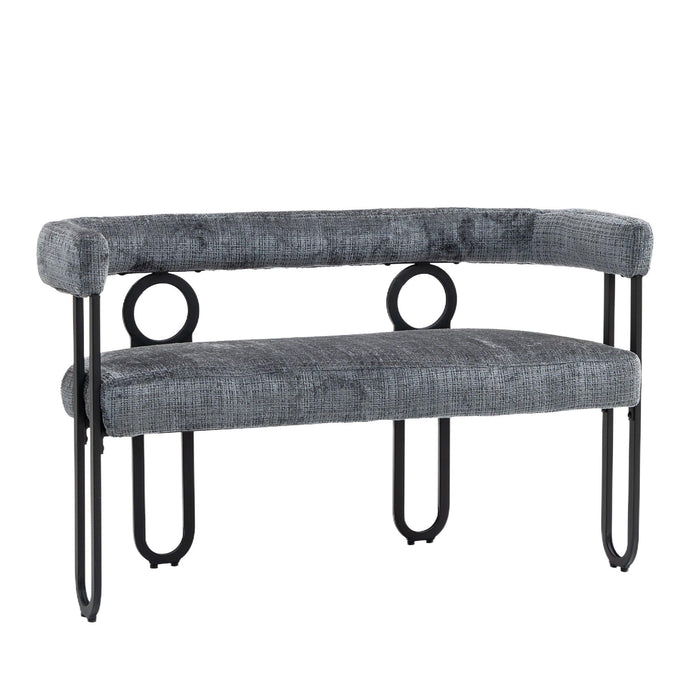 COOLMORE Modern Loveseat 2 Seater Sofa Chenille Fabric Couch with Arms and Metal Legs for Living Room, Home Office, Studio (Gray Chenille)