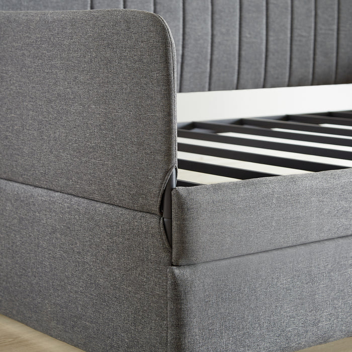 Daybed, sofa bed metal framed with trundle twin size, Grey, 78.4''w x 41''d x 29.8''h. - DTYStore