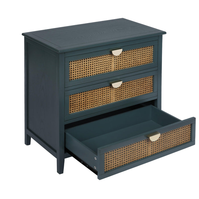 3 Drawer Cabinet,Natural rattan,American Furniture,Suitable for bedroom, living room, study