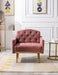 COOLMORE Modern Accent Chair with Arms, Tufted Decorative Fabric Armchair with Gold Metal Legs, Upholstered Reading Chair for Living Room Bedroom Office (Brush Pink Teddy)