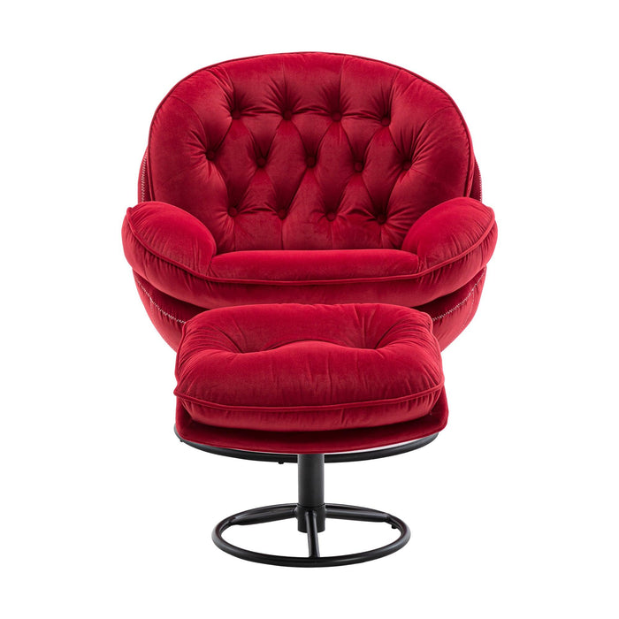 Accent chair TV Chair Living room Chair with Ottoman- DARK RED