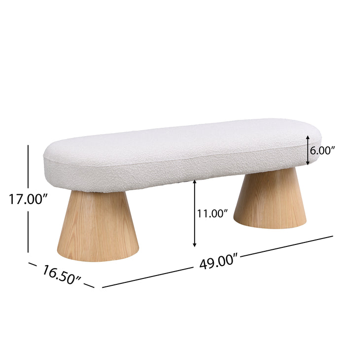 Dining Bench for Dining Room, Upholstered Bedroom End of Bed Entryway Bench Fabric Ottoman for Living Room, Beige Stool Top Wood Leg 300 LBS Weight Capacity - DTYStore