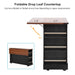53'' Farmhouse Kitchen Island with Two Tempered Glass Cabinet Doors, Power Outlet, Rolling Kitchen Cart on Wheels with Drop Leaf, 5 Open Side Racks, 3 Drawers, for Kitchen, Dining Room, Black - DTYStore