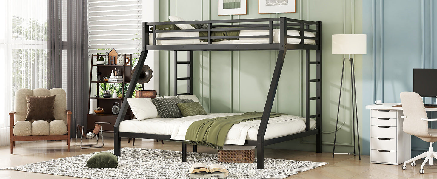 Metal Twin XL over Queen Bunk Bed for Teens and Adults,Space-Saving/Noise Reduced/No Box Spring Needed, Old SKU W1307S00045 - DTYStore