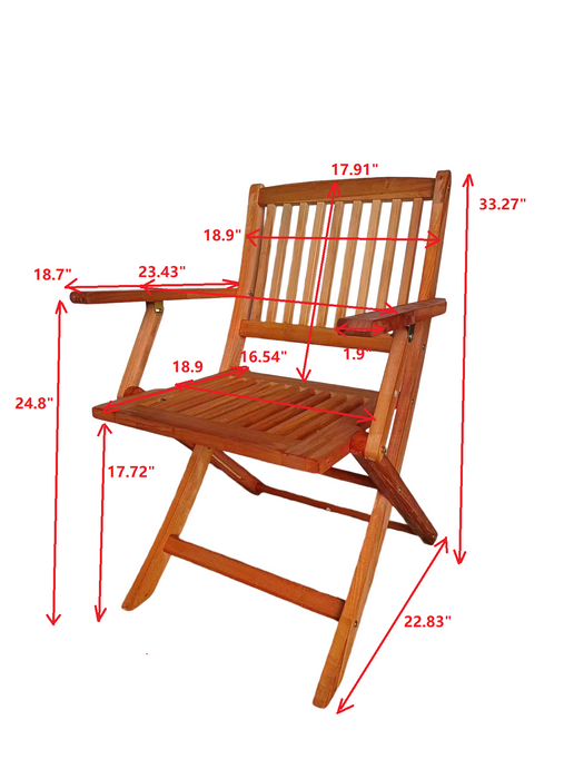 Foldable Patio Dining Set, 4 Folding Chairs, Indoor and outdoor universal, Teak - DTYStore