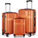 3 Piece Lightweight Luggage Set with TSA Lock, Durable Spinner Wheels and Hooks, Cross Striped Orange