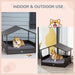 Wicker Dog House Outdoor with Canopy, Rattan Dog Bed with Water-resistant Cushion, for Small and Medium Dogs, Gray - DTYStore