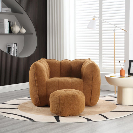 Soft Bean Bag Chair with High Resilient Foam(Chips)for living room and bedroom,Comfortable Square Lazy Sofa with Footstool, Cover for Adults to Gaming, Reading, and Watching TV - DTYStore