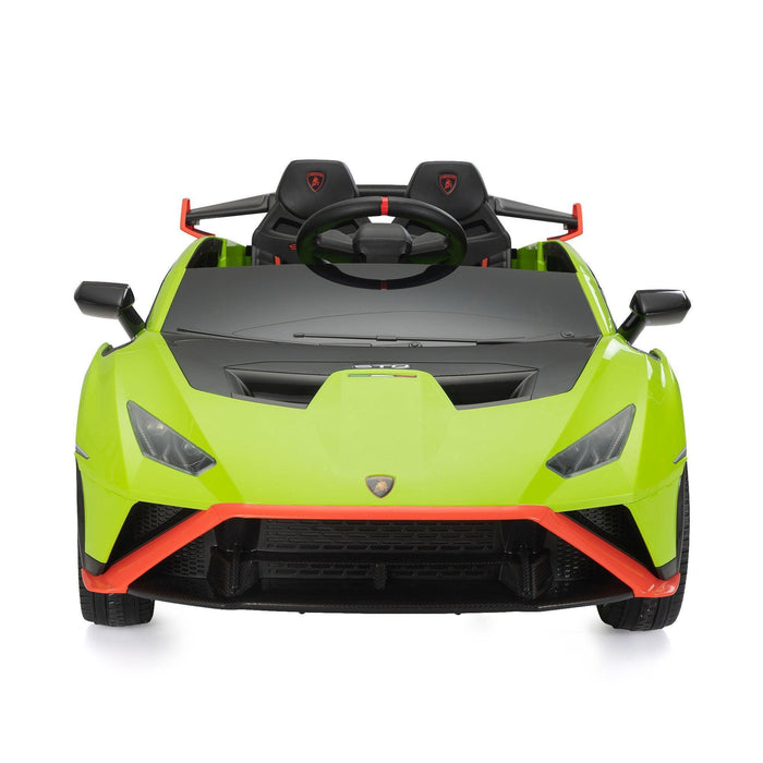 12V Battery Powered Ride On Car for Kids, Licensed Lamborghini, Remote Control Toy Vehicle with Music Player and LED Light Green