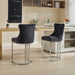25' Counter Height Bar Stools Set of 2, Modern Velvet Barstools with Button Back&Rivet Trim Upholstered Kitchen Island Chairs with Sturdy Chromed Metal Base Legs Farmhouse Bar Stools, (Black,2 Pack) - DTYStore