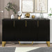 TREXM Modern sideboard with Four Doors, Metal handles & Legs and Adjustable Shelves Kitchen Cabinet (Black)