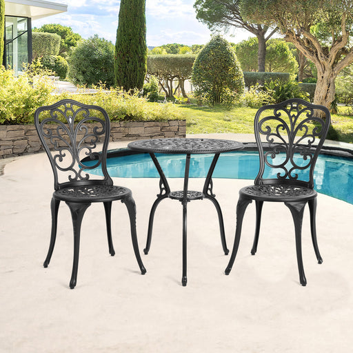 Best Choice Products 3-Piece Outdoor Rust-Resistant Cast Aluminum Patio Bistro Set Black - DTYStore