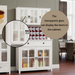 71' Pantry Storage Cabinet with Microwave Oven Countertop, Freestanding Hutch Cabinet with 3 Adjustable Shelves, 5 glass Doors and 1 Large Drawer-White - DTYStore