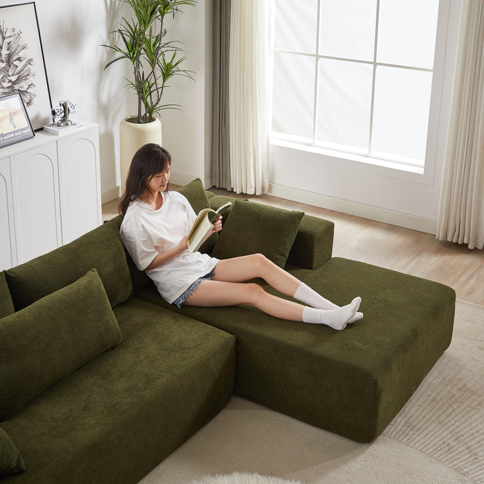 Modern Chenille Upholstered Sectional Sofa Couch Set,Modular 108" L Shaped Sectional Living Room Sofa Set With 6 Pillows,Free Combination Sofa Couch for Living Room,Bedroom(Right Chaise) - DTYStore