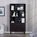 67" Bookcase with Doors, 3-tier Bookshelf, Coffee