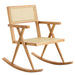 Solid Wood+Imitation Rattan Rocking Chair allows you to relax quietly indoors and outdoors, enhancing your sense of relaxation, suitable for balconies, gardens, and camping sites