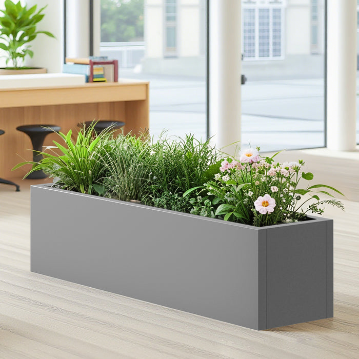 36*10*10 inch Large Metal Rectangular Planter with Drainage Holes for Indoor/Outdoor Use, Perfect for Tall Plants, Flowers, or Shrubs in High-Traffic Areas - DTYStore