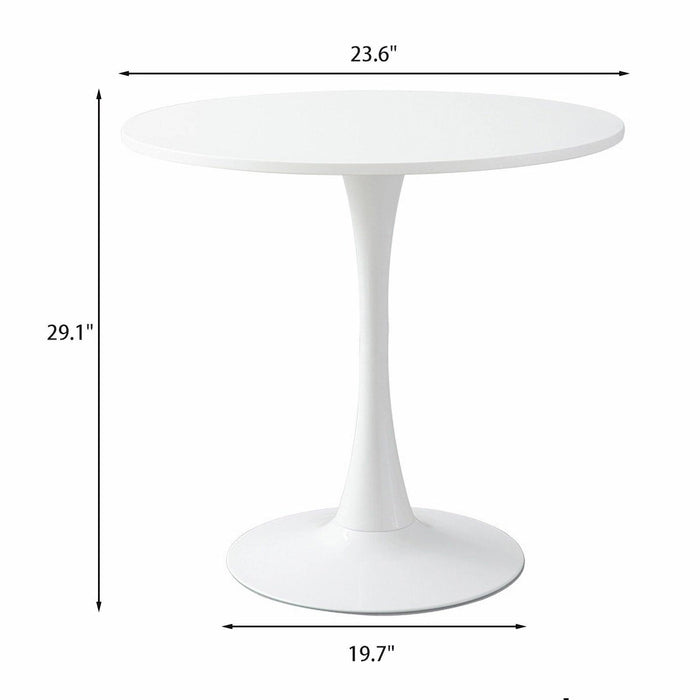 White Round Table, Modern Dining Table, MDF Top and Steel B0ase Tulip Round Kitchen Table, Mid Century Coffee Table for Living Room 24 Inch. - DTYStore