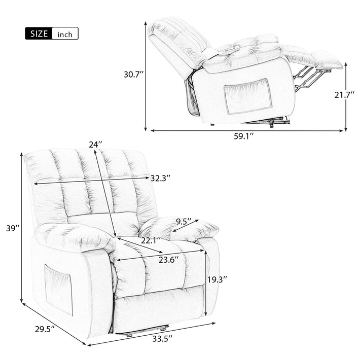 Massage Recliner Chair Electric Power Lift Recliner Chairs with Heat, Vibration, Side Pocket for Living Room Bedroom, Beige