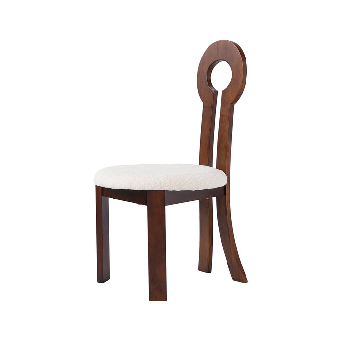 Vintage Rubber Solid Wood Dining Chair, Sheep Plush Dining Chair, Armless Dining Chair, Suitable For Small Home Dressing Room Model Room, Natural(Set Of 2) - DTYStore