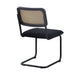 Set of 2, Teddy Velvet Dining Chair with High-Density Sponge, Rattan Chair for Dining room, Living room, Bedroom, Black