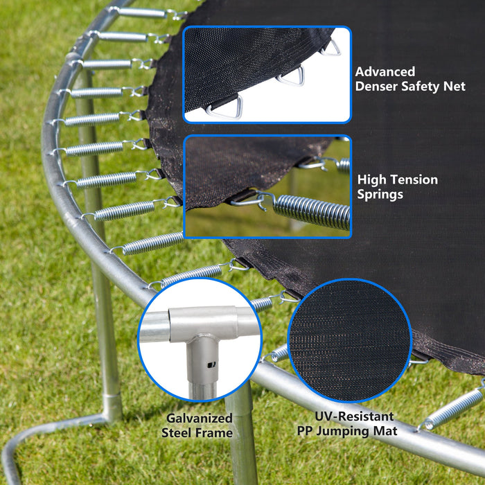 YC 8FT Trampoline Outer Net with Soft Basketball board, ball and inflator(Blue) - DTYStore