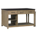 Extendable Kitchen Island with Storage, Multi-Functional Kitchen Cart with Built-In Power Outlets, Retro Kitchen Island on Wheels with Drawers and Open Shelves for Kitchen (Espresso+Natural) - DTYStore