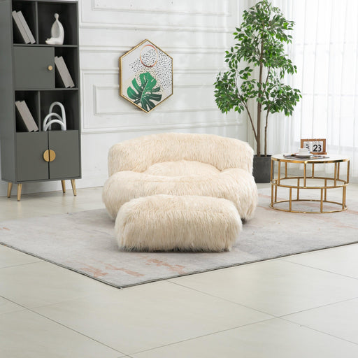 Bean Bag Chair, Floor Sofa with Handle,Accent Sofa Chair with Ottoman for Gaming Reading Relaxing (Beige) - DTYStore