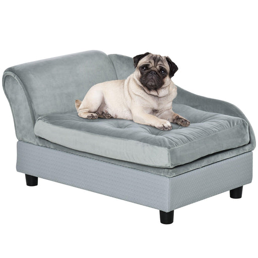 Luxury Fancy Dog Bed for Small Dogs with Hidden Storage, Small Dog Couch with Soft 3" Foam, Dog Sofa Bed, Cushy Dog Bed, Modern Pet Furniture for Puppies and Little Breeds, Gray - DTYStore