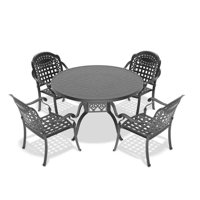 (Cushions In Random Colors)5-Piece Set Of Cast Aluminum Patio Furniture With Cushions - DTYStore