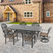 9-Piece All-Weather Cast Aluminum Dining Set, Include 2 Swivel Chairs,6 Dining Chairs and Rectangular Table With Black Frame - DTYStore