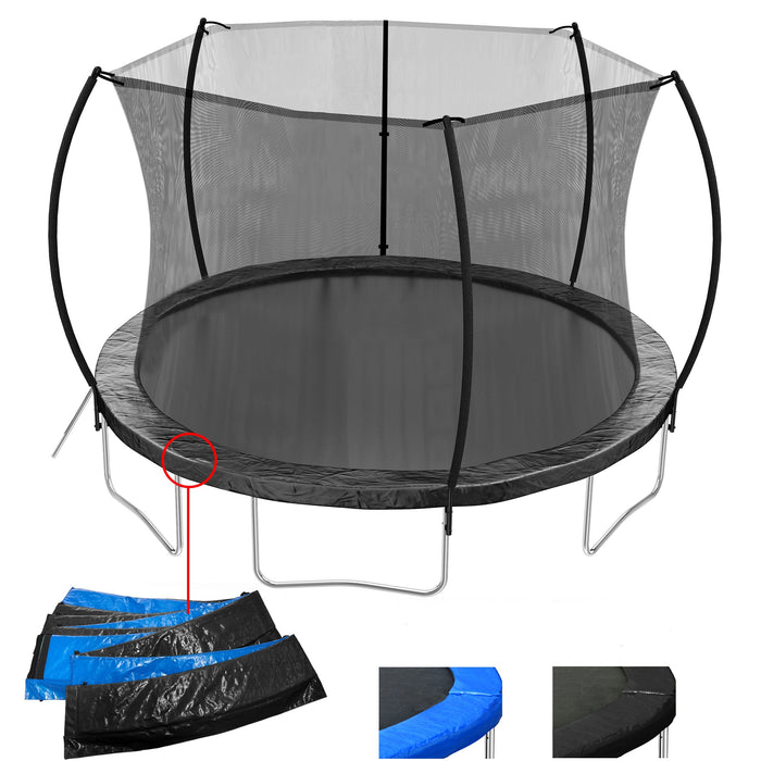 12FT Trampoline (Double-side color pad) , Trampoline for Kids and Adults with Enclosure Net and Ladder,Curved fence pole - DTYStore