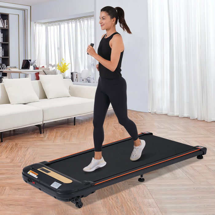 Wood Grain Decoration Walking Pad Under Desk Treadmill for Home Office -2.5HP Walking Treadmill With Incline 0.5-4MPH 300LBS Capacity Treadmill for Walking Running - Remote Control - DTYStore