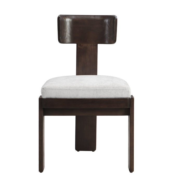 Upholstered Dining Chairs Set of 2, Fabric Side Chairs with Gray Seating Dark Brown Solid Rubber Wood Legs, 330 LBS Weight Capacity - DTYStore