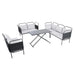 TOPMAX 5-Piece Modern Patio Sectional Sofa Set Outdoor Woven Rope Furniture Set with Glass Table and Cushions, Black+Gray