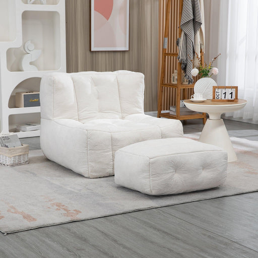 Fluffy bean bag chair, comfortable bean bag for adults and children, super soft lazy sofa chair with memory foam and ottoman, indoor modern focus bean bag chair for living room, bedroom, apartment - DTYStore