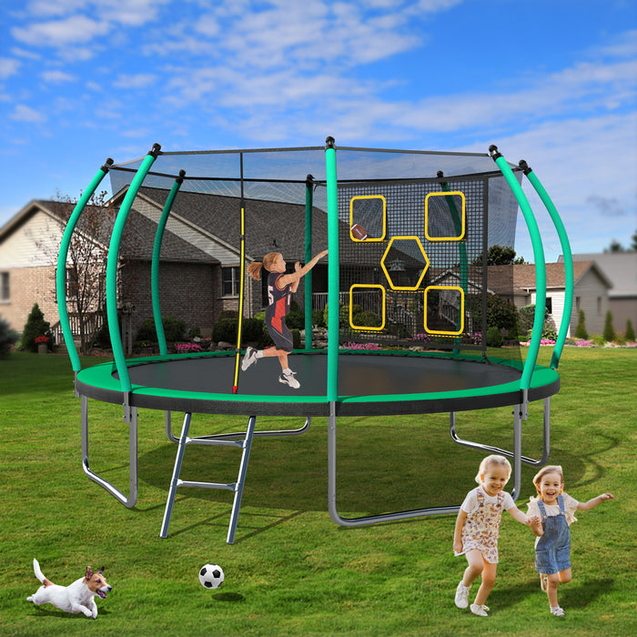 12FT Trampoline, Outdoor Trampolines for Kids and Adults, Recreational Trampoline with Enclosure Net & Ladder, Round Trampoline ASTM Approved - DTYStore