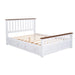 Queen Size Wood Platform Bed with Two Drawers and Wooden Slat Support,White+walnut