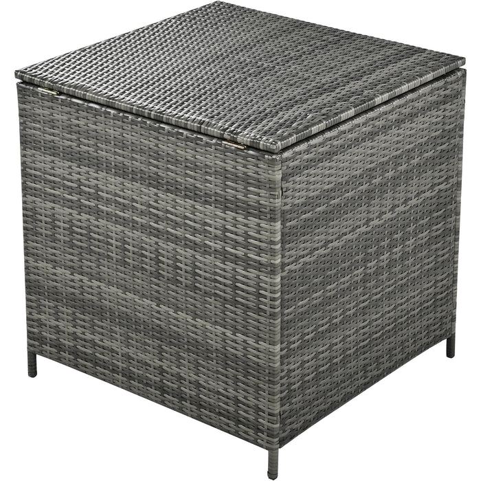 Outdoor 6-Piece All Weather PE Rattan Sofa Set, Garden Patio Wicker Sectional Furniture Set with Adjustable Seat, Storage Box, Removable Covers and Tempered Glass Top Table,Grey - DTYStore