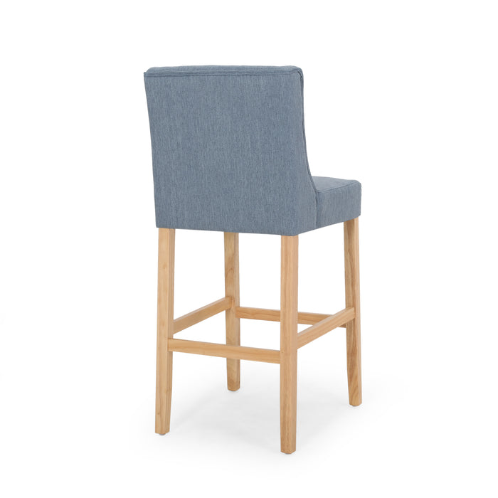 Vienna Contemporary Fabric Tufted Wingback 31 Inch Counter Stools, Set of 2, Light Blue and Natural - DTYStore