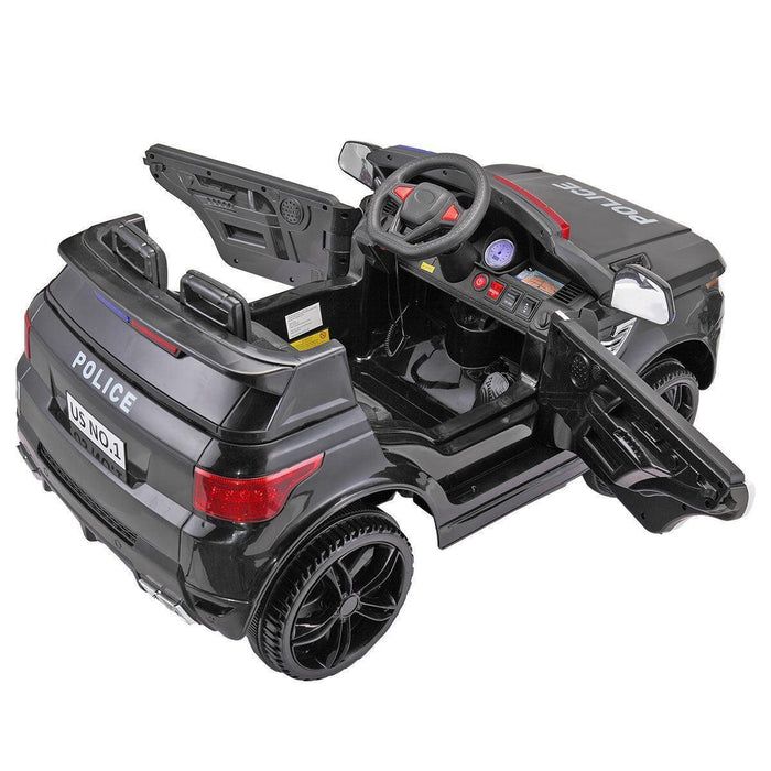 12V Kid Ride on Police Car with Parental Remote Control, Battery Powered Truck with Siren, Lights, Music, Spring Suspension