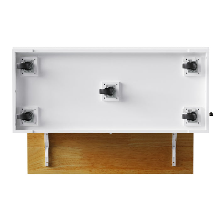 48inch Large Kitchen Island with 2 Bar Stools, Power Outlet, Door Internal Storage Rack, Kitchen Storage Cart on 5 Wheels with Drop Leaf, 5 Open Side Racks, 2 Drawers,for Kitchen,Dining Room,White - DTYStore