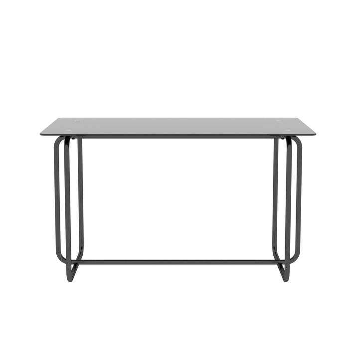 Rectangle Dining Table with Metal Frame, Tempered Glass for Kitchen Room