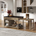 Extendable Kitchen Island with Storage, Multi-Functional Kitchen Cart with Built-In Power Outlets, Retro Kitchen Island on Wheels with Drawers and Open Shelves for Kitchen (Espresso+Natural) - DTYStore