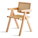 2 dining chairs, natural color, rubber wood rattan weaving technology, armrest solid wood dining chair, living room chair, simple and natural - DTYStore