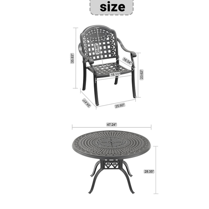 (Cushions In Random Colors)7-Piece Set Of Cast Aluminum Patio Furniture With Cushions - DTYStore